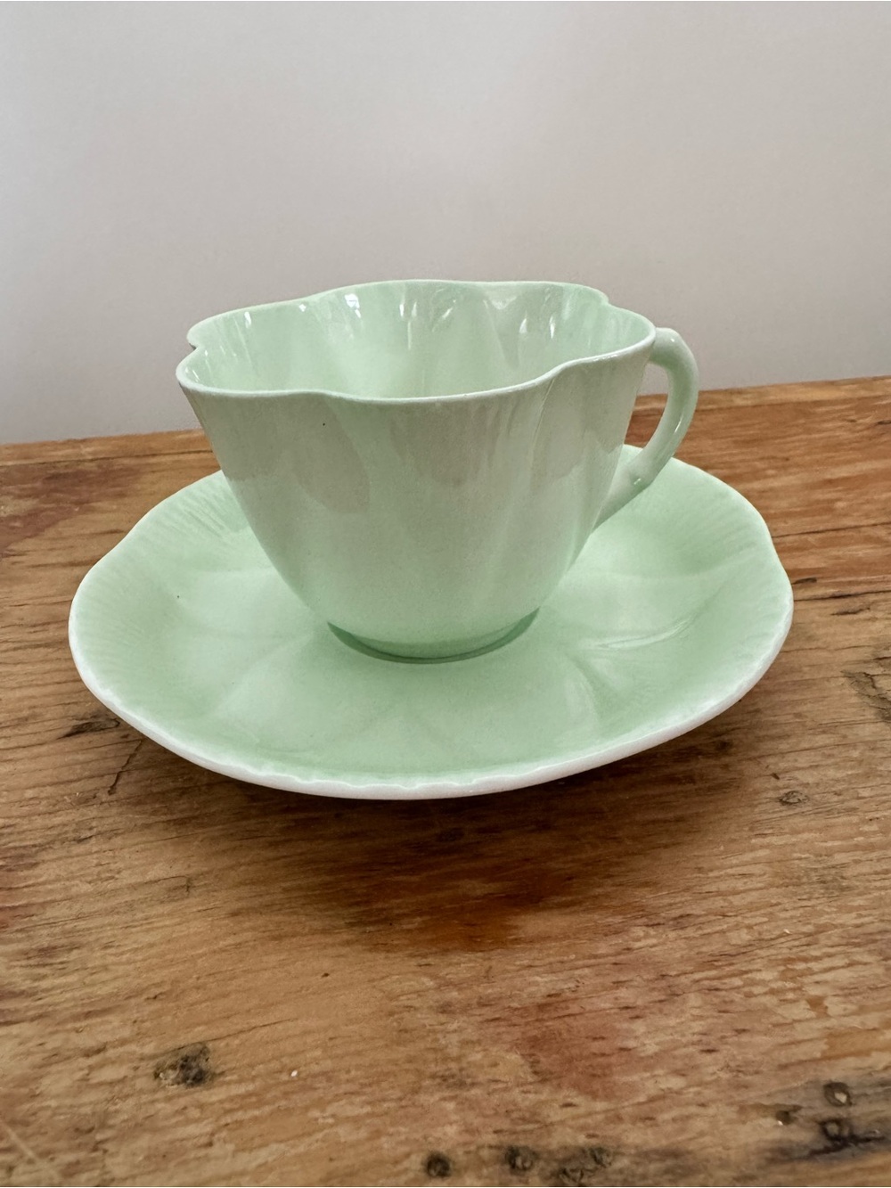 Vintage Shelly Dainty Cup and Saucer Mint Green